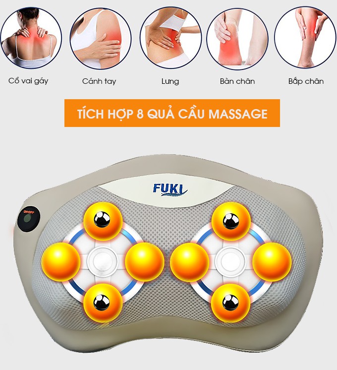 Gối massage hồng ngoại đau vai cổ lưng Shiatsu Fuki FK-568